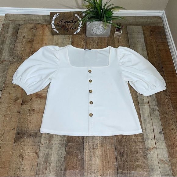 shein square neck button front top - Picture 5 of 9